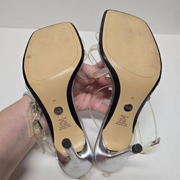 Zara Clear Invisible Vinyl Straps High Heel Strappy Sandals Women's 7.5 - Picture 7 of 10